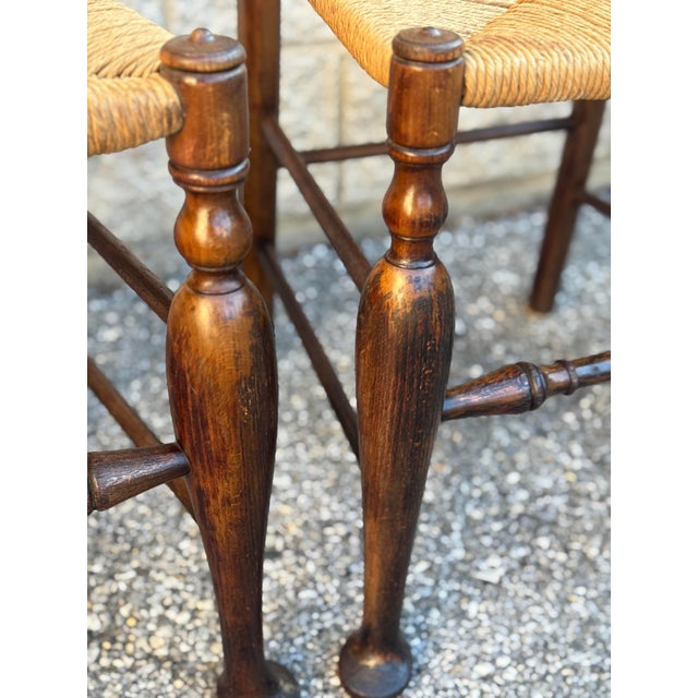 Brown Mid 20th Century Set of 4 French Provincial Rush Seat Dining Chairs For Sale - Image 8 of 12