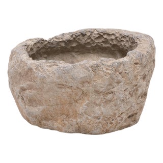 Antique Chinese Raw Stone Basin, 19th Century For Sale