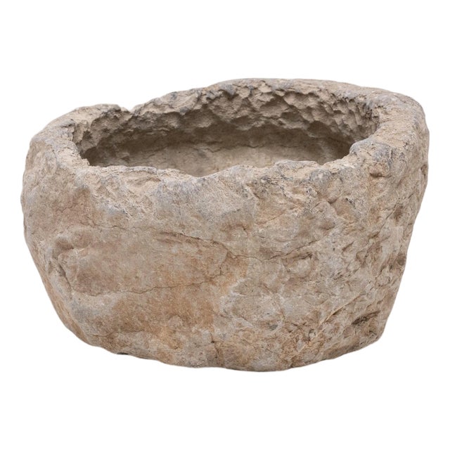 Antique Chinese Raw Stone Basin, 19th Century For Sale
