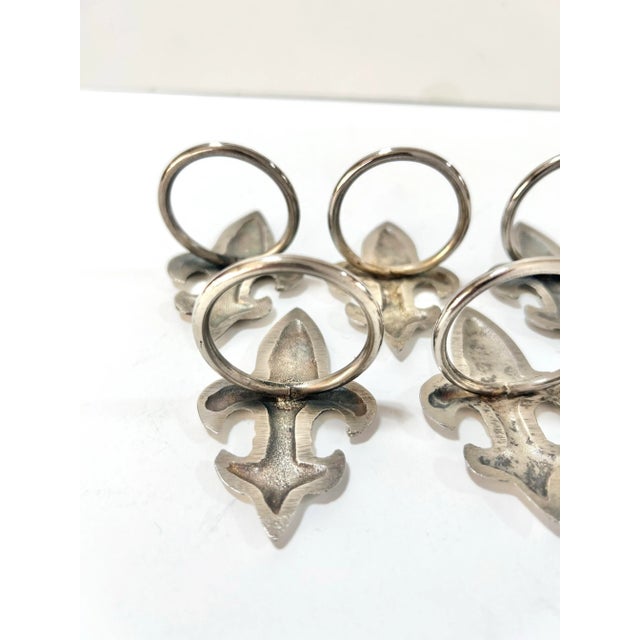 Vintage Silver Fleur-De-Lis Napkin Rings – French Table Decor, Set of 6 For Sale In Louisville - Image 6 of 6