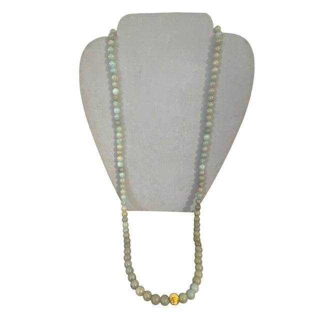 Vintage Burmese Jadeite Jade Stone Necklace Round Beads 14" H For Sale In New York - Image 6 of 6