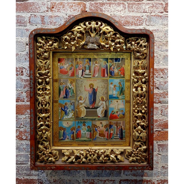 18th Century Russian Icon in Mahogany Shadow Box For Sale - Image 12 of 12