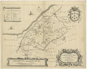 Antique Map of the Region of Ferwerderadeel by Schotanus, 1664