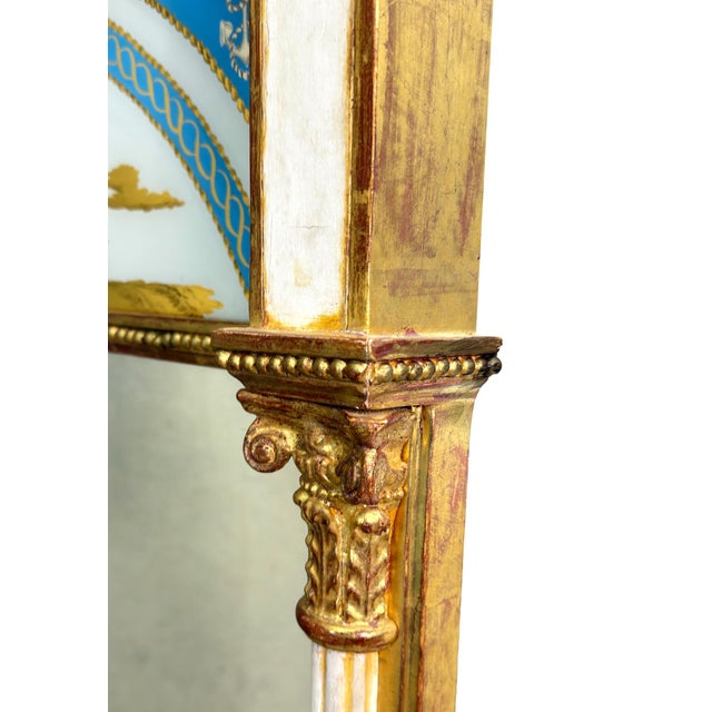Hollywood Regency Antique Painted and Gilded Pier Mirrors, 1820, Set of 2 For Sale - Image 3 of 15