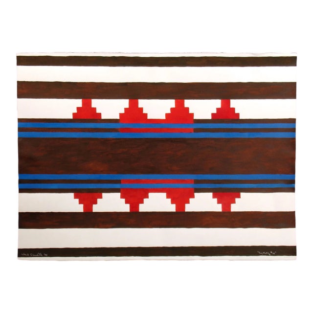 1979 "Rug Motif #10" Watercolor Painting by Ward Churchill For Sale