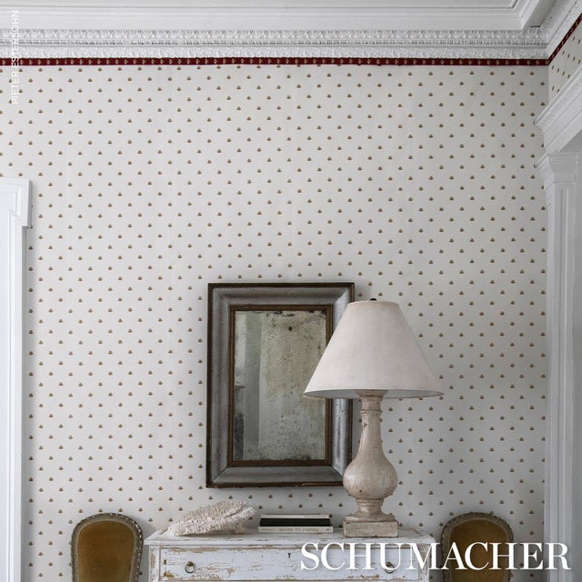 Schumacher SAMPLE - Schumacher Hubert'S Bees Tape In Rouge & Gold For Sale - Image 4 of 4