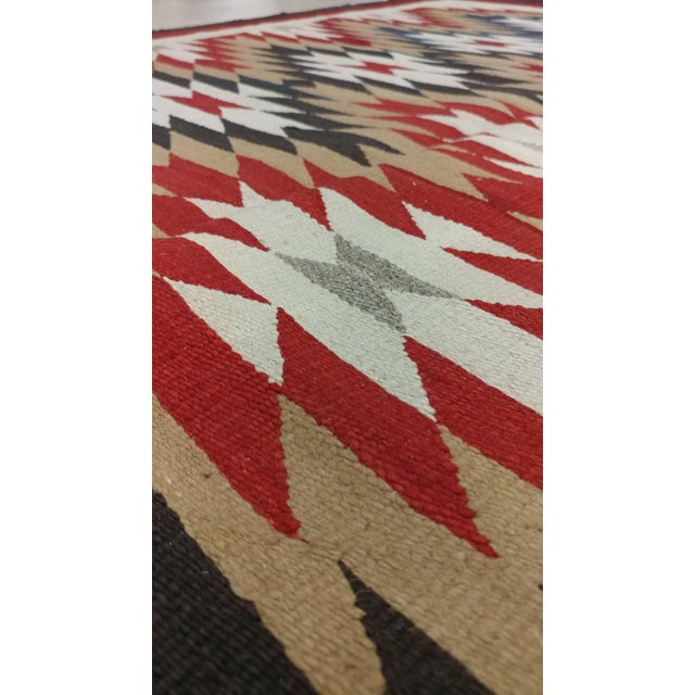 Textile Vintage Navajo Carpet, Folk Rug, Handmade Wool, Beige, Red, Tan For Sale - Image 7 of 10