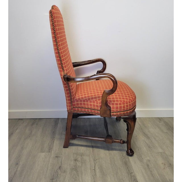 Century Furniture Pair of Vintage Century Furniture French Louis XV Revival Walnut Armchairs With Nailhead Trim For Sale - Image 4 of 15