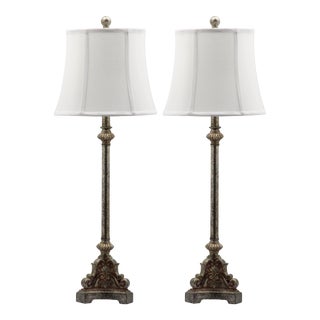 33.5 Inch H Console Table Lamp in Antique Silver - a Pair For Sale