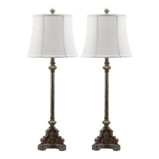 Rimini 33.5" Console Table Lamp in Antique Silver - a Pair For Sale