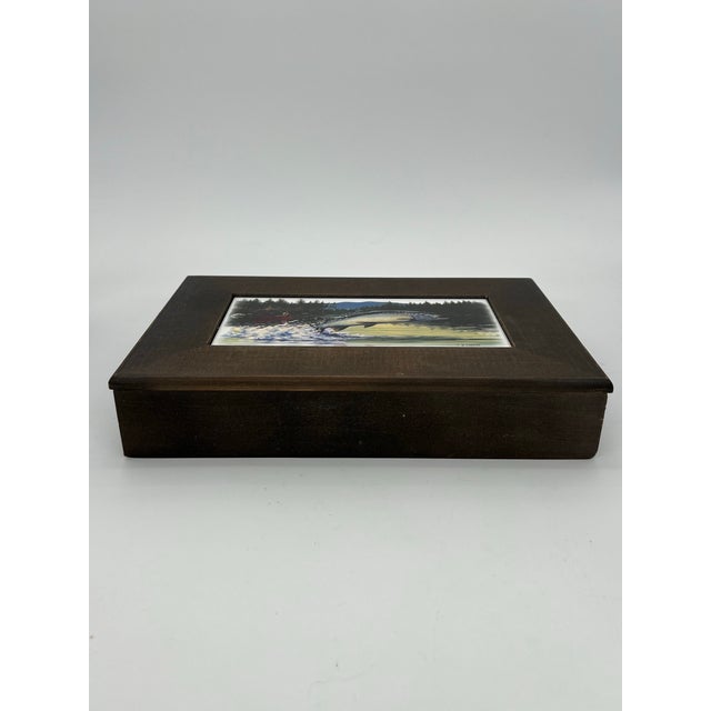 1980s Vintage Wooden Box Fishing Theme For Sale - Image 5 of 11