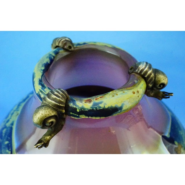 20th Century Studio Glass Vase with Silver Metal Snail by Samuel J Herman for Val Saint Lambert, 1970s For Sale - Image 15 of 18