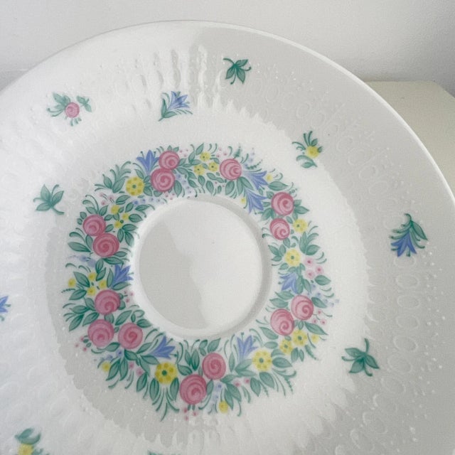 Ceramic Vintage Studio Linie Romance Garland Floral Porcelain Cup and Saucer Set by Bjorn Wiinblad for Rosenthal, Set of 2 For Sale - Image 7 of 11