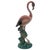 Mid-century pink and green matching California ceramic flamingo tabletop statues with the short statue by Brad Keeler. The...