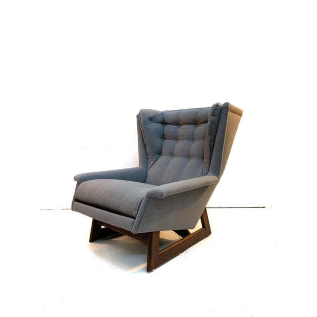 Wood Mid Century Adrian Pearsall for Craft Associates Wingback Chair With Sculptural Walnut Base For Sale - Image 7 of 7