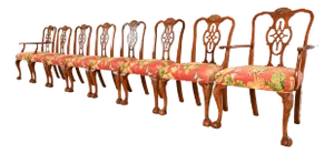 Romweber Chippendale Carved Mahogany Dining Chairs, Set of Eight