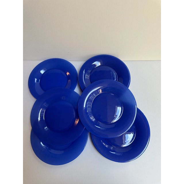 Vintage Mid-Century Modern Arcoroc France Luncheon Plates in Cobalt Blue Color- Set of 12 For Sale - Image 9 of 10