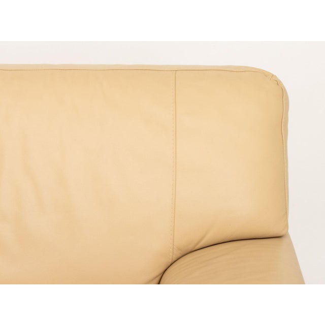 Nicoletti Beige Leather Upholstered Two-Seat Sofa For Sale - Image 4 of 10