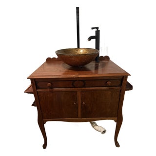 1990s Queen Anne Style Vessel Sink Cabinet For Sale