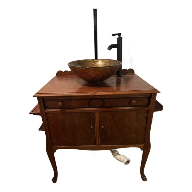 1990s Queen Anne Style Vessel Sink Cabinet For Sale