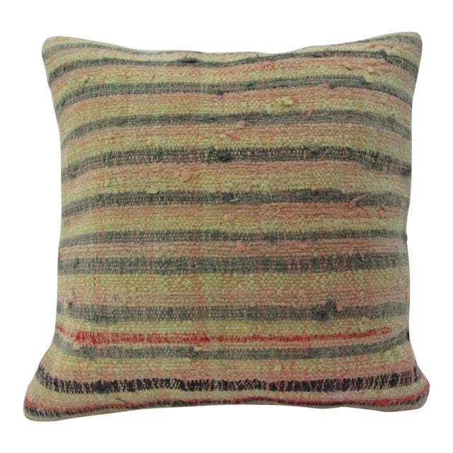 Handmade Striped Turkish Kilim Pillow Cover For Sale