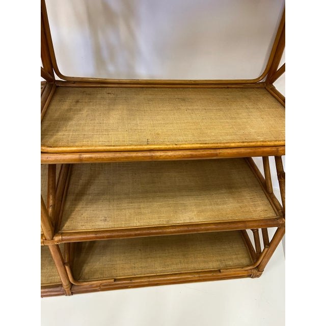 Vintage Coastal Chic Rattan Etagere For Sale - Image 9 of 12