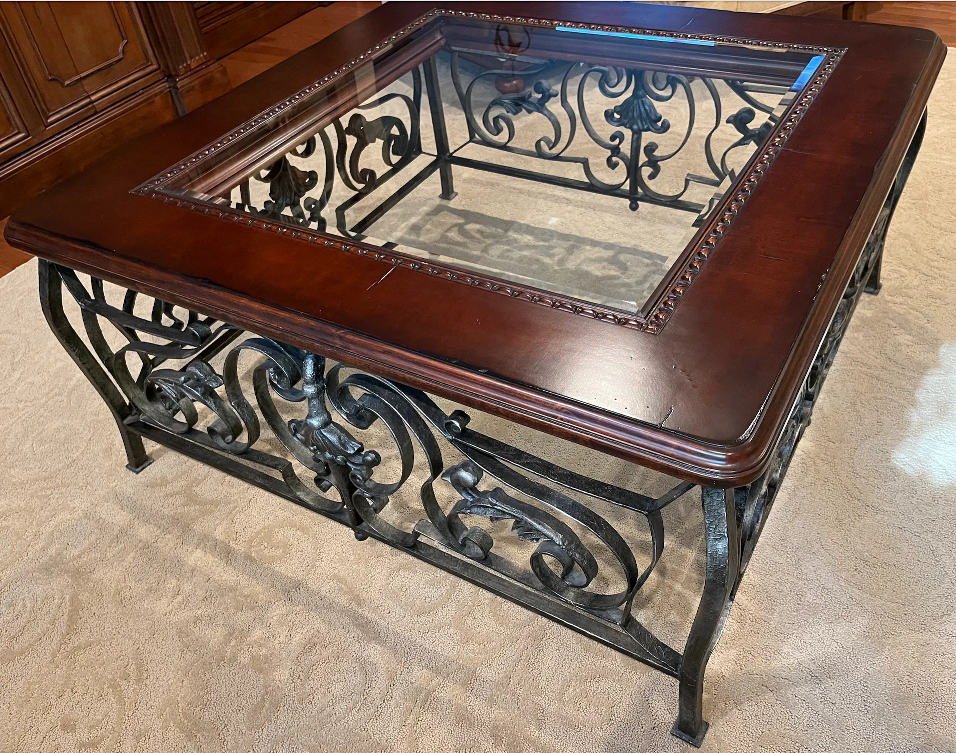 Hekman Loire Valley Square Glass Top Cocktail Table | Chairish