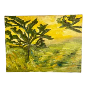 Vintage 1978 Landscape & Tree Painting Signed by Carlos Jimenez Art on Canvas