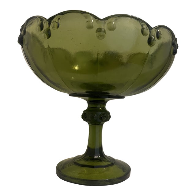 Vintage Indiana Glass Pedestal Fruit Bowl For Sale