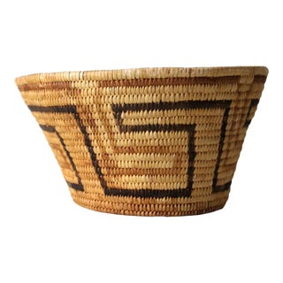 Vintage Woven Basket Bowl For Sale