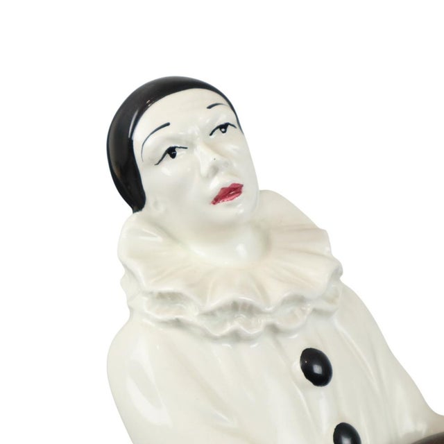 Vintage Ceramic Pierrot Statue with Lute, France, 1960s For Sale - Image 3 of 14