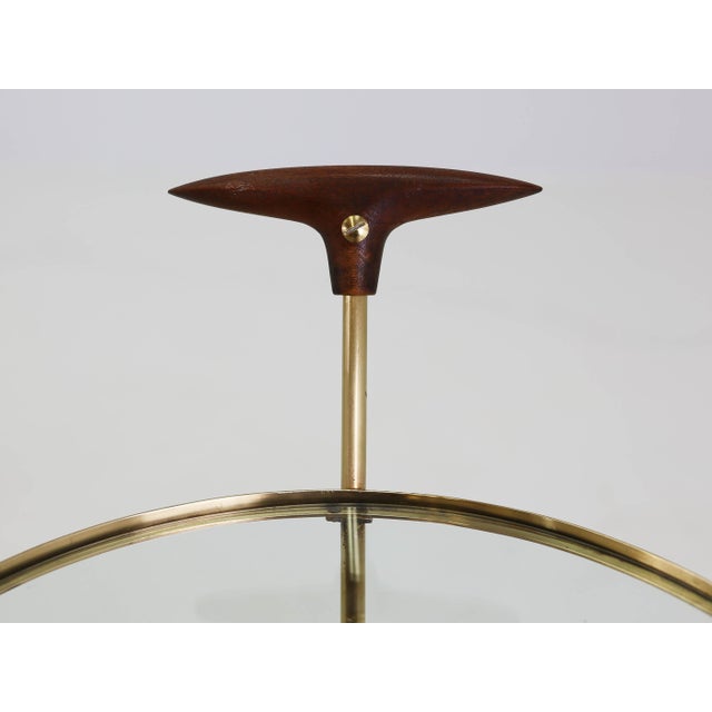 Serving Cart with Turned Wooden Handle attributed to Max Ingrand for Fontana Arte, Italy, 1960s For Sale - Image 9 of 10
