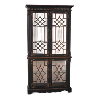 Black & Gold Chinoiserie Display Cabinet For Sale