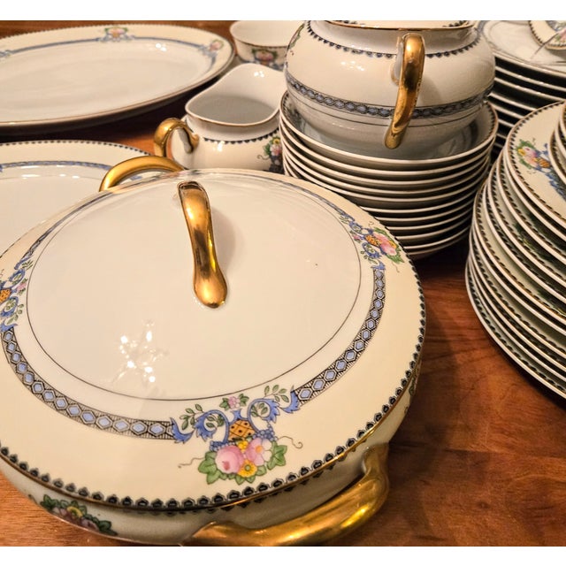 Ceramic 12 Place Settings Plus Serving Art Nouveau China Set- Set of 75 For Sale - Image 7 of 12