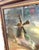 Vintage Framed Moonlit Windmill Landscape Painting With Coastal Harbor Scene. For Sale - Image 9 of 10