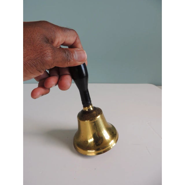 Vintage Brass and Wood Table Bell For Sale - Image 4 of 5