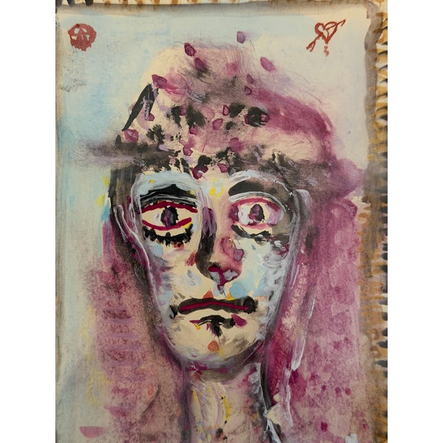 Paper Tochkowitch Uroš Tošković Original Signed Ink Drawing 1984 Yugoslavian/Montenegrin Expressionist Art Framed For Sale - Image 7 of 7