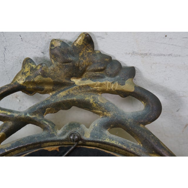 Antique Victorian Art Nouveau Gilt Brass Tabletop Vanity Dressing Mirror 14" For Sale - Image 10 of 13