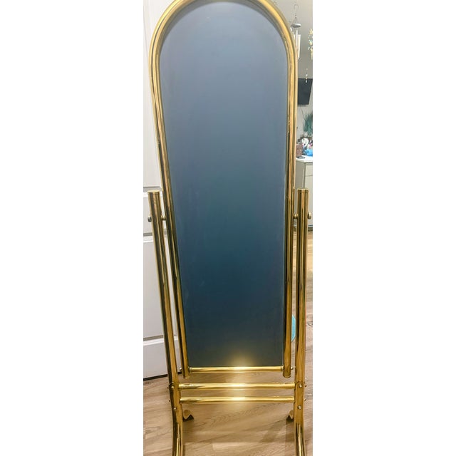 Mid-Century Modern 1960s Fabulous Hollywood Regency Brass Floor Mirror For Sale - Image 3 of 15