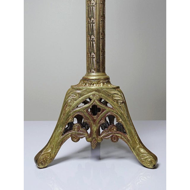 Large Antique Gothic Gilt Bronze Candlesticks, 19th Century, Set of 2 For Sale - Image 9 of 13