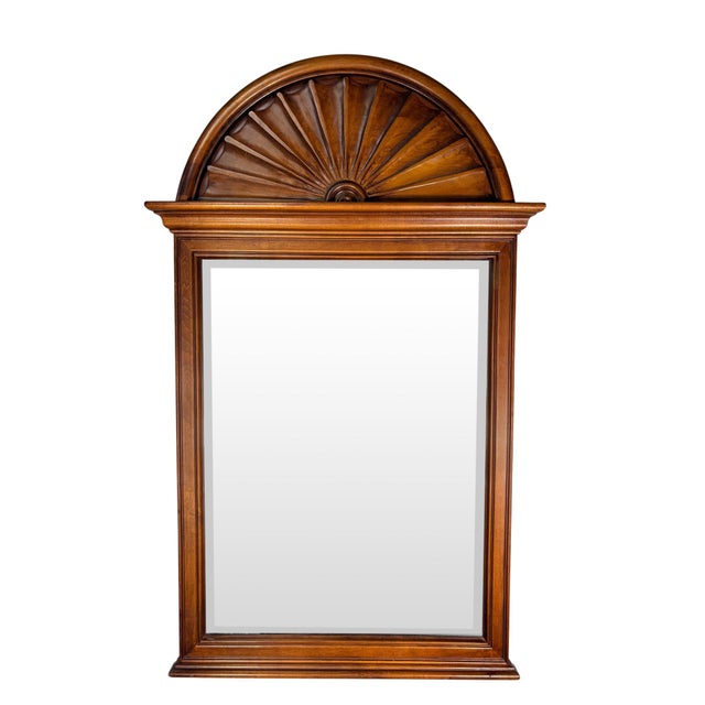 Brown Colonial Solid Wood Sunburst Mirror For Sale - Image 8 of 8