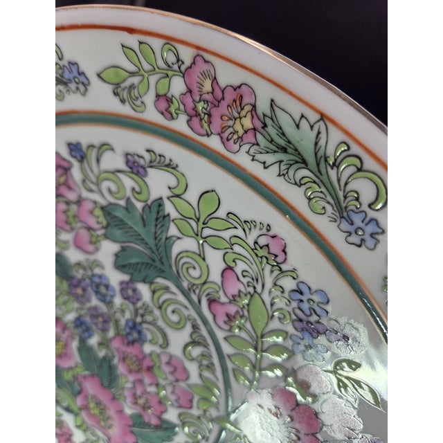 Vintage Large Pink Floral Decorative Plate For Sale In Philadelphia - Image 6 of 18