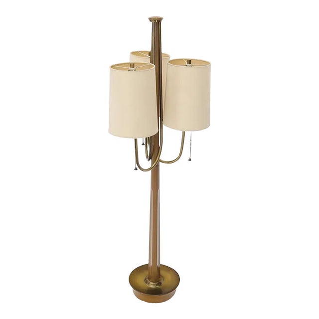 Large Mid-Century Modern Three arms Table or Floor Lamp with Cylinder Shades For Sale