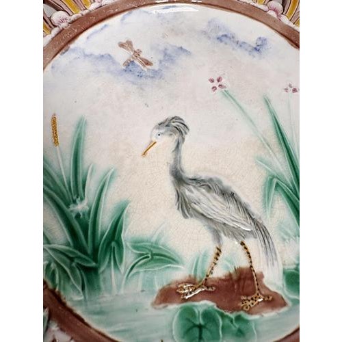 Ceramic Majolica Plates and Earthenware Dish, France, Early 20th Century, Set of 3 For Sale - Image 7 of 15