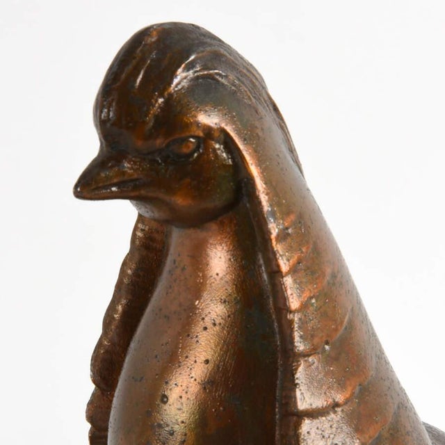 Early 20th Century Art Deco Bronze Pheasant Mantel Sculpture on Marble and Onyx Base For Sale - Image 5 of 9