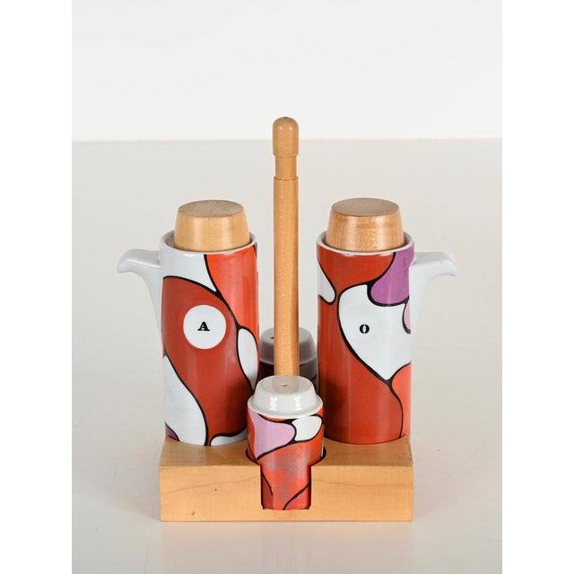 Mid-Century Italian Ceramic Oil and Vinegar Cruet Set from Franco Pozzi, 1970s, Set of 4 For Sale - Image 15 of 18
