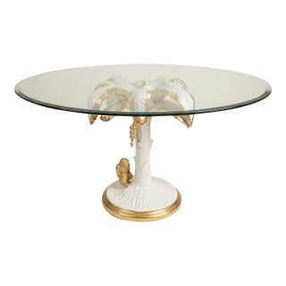 Late 20th Century Palm Tree Monkey Pedestal Dining Table - Newly Painted For Sale