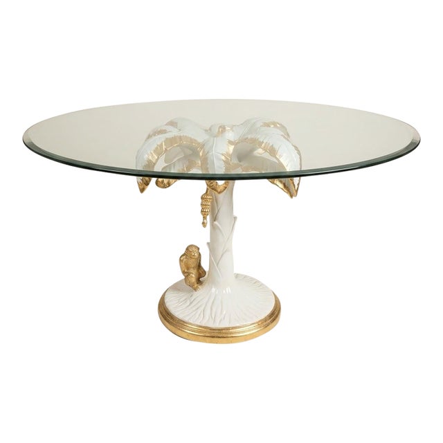 Late 20th Century Palm Tree Monkey Pedestal Dining Table - Newly Painted For Sale