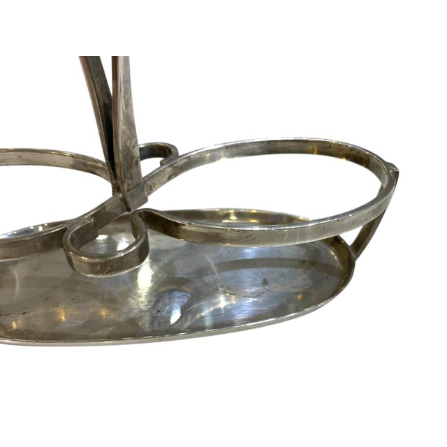 Mid 20th Century Arthur Krupp Milano Oil and Vinegar Glass and Silverplate Cruet Set - 3pcs, Gio Ponti Style For Sale - Image 10 of 16