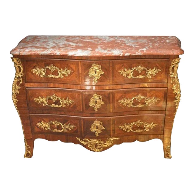 French Parquetry Commode With Ormolu For Sale